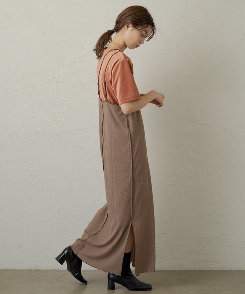 Kastane(カスタネ)の「配色パイピングキャミワンピース(ワンピース・レディース・ブルー/モカ・FREE)」の3枚目の写真