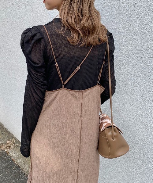 Kastane(カスタネ)の「配色パイピングキャミワンピース(ワンピース・レディース・ブルー/モカ・FREE)」の20枚目の写真