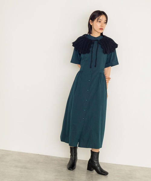 w closet（ダブルクローゼット）の「ニットスカラップ衿（付け襟・レディース・ブラック/アイボリー・FREE）」の3枚目の写真