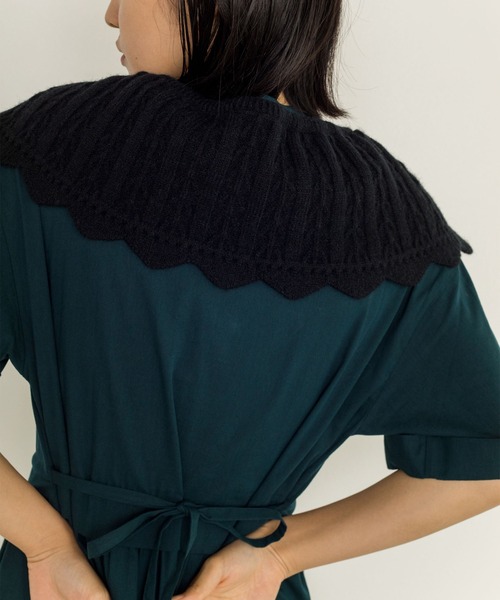 w closet（ダブルクローゼット）の「ニットスカラップ衿（付け襟・レディース・ブラック/アイボリー・FREE）」の5枚目の写真