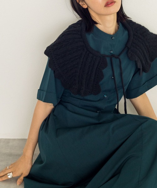 w closet（ダブルクローゼット）の「ニットスカラップ衿（付け襟・レディース・ブラック/アイボリー・FREE）」の7枚目の写真