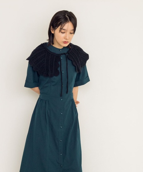 w closet（ダブルクローゼット）の「ニットスカラップ衿（付け襟・レディース・ブラック/アイボリー・FREE）」の8枚目の写真