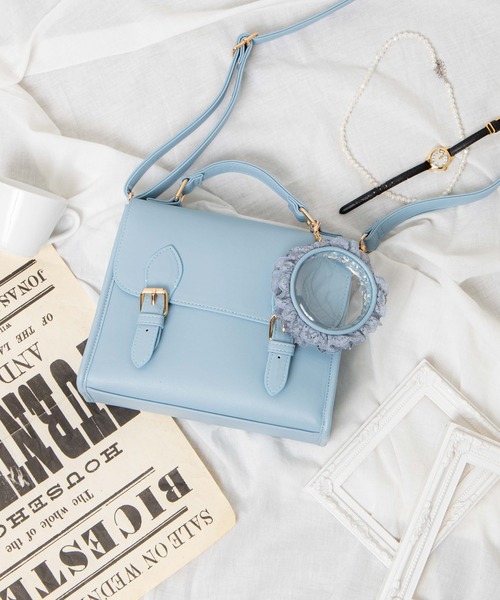 WEGO（ウィゴー）の「WEGO/サッチェル痛ショルダーバッグ（ショルダーバッグ・レディース・ブラック/ベージュ/ネイビー/ブラウン/レッド/グリーン系その他/ピンク/ホワイト/グリーン/サックスブルー・FREE）」の8枚目の写真