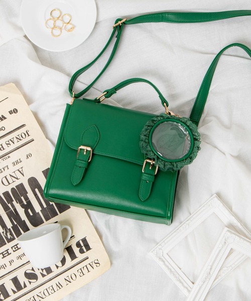 WEGO（ウィゴー）の「WEGO/サッチェル痛ショルダーバッグ（ショルダーバッグ・レディース・ブラック/ベージュ/ネイビー/ブラウン/レッド/グリーン系その他/ピンク/ホワイト/グリーン/サックスブルー・FREE）」の5枚目の写真