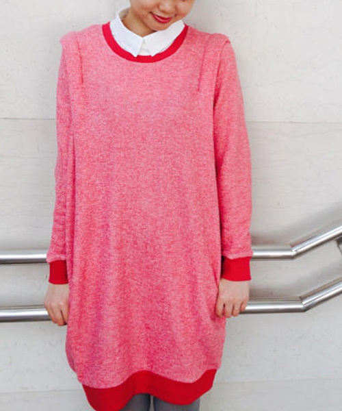 Kastane（カスタネ）の「【Kastane】重ね着風とび裏毛ワンピース（ワンピース・レディース・キャメル/レッド/チャコールグレー・FREE）」の3枚目の写真