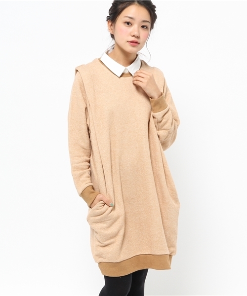 Kastane（カスタネ）の「【Kastane】重ね着風とび裏毛ワンピース（ワンピース・レディース・キャメル/レッド/チャコールグレー・FREE）」の15枚目の写真