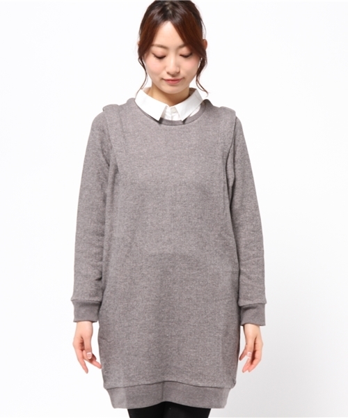 Kastane（カスタネ）の「【Kastane】重ね着風とび裏毛ワンピース（ワンピース・レディース・キャメル/レッド/チャコールグレー・FREE）」の17枚目の写真