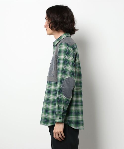 go slow caravan（ゴースローキャラバン）の「ネルチェックエルボーパッチシャツ（シャツ/ブラウス・メンズ・ブルー/レッド/グリーン・MEDIUM/LARGE/X-LARGE）」の13枚目の写真