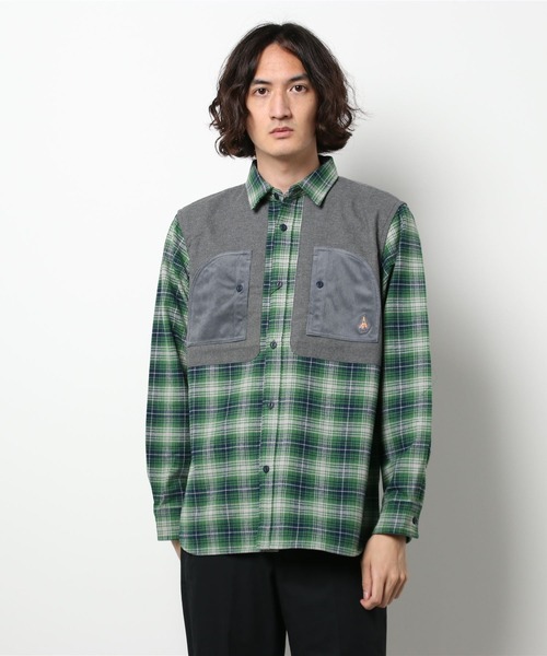 go slow caravan（ゴースローキャラバン）の「ネルチェックエルボーパッチシャツ（シャツ/ブラウス・メンズ・ブルー/レッド/グリーン・MEDIUM/LARGE/X-LARGE）」の14枚目の写真