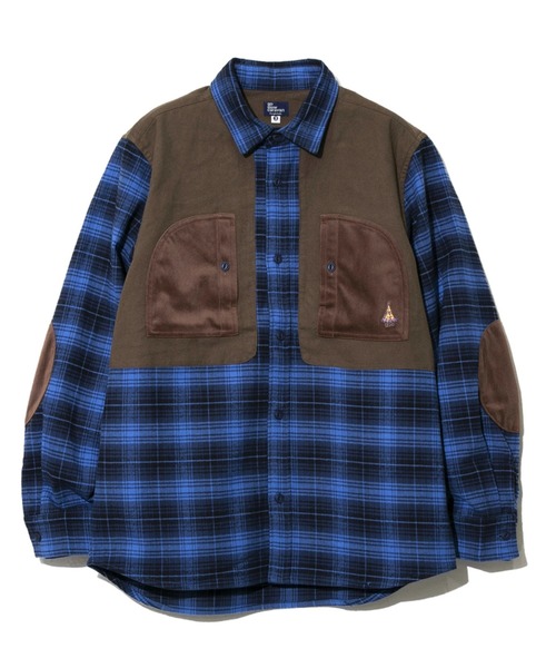 go slow caravan（ゴースローキャラバン）の「ネルチェックエルボーパッチシャツ（シャツ/ブラウス・メンズ・ブルー/レッド/グリーン・MEDIUM/LARGE/X-LARGE）」の2枚目の写真