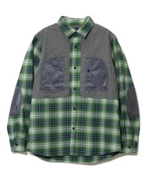ネルチェックエルボーパッチシャツ