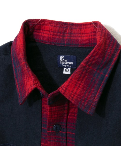go slow caravan（ゴースローキャラバン）の「ネルチェックエルボーパッチシャツ（シャツ/ブラウス・メンズ・ブルー/レッド/グリーン・MEDIUM/LARGE/X-LARGE）」の12枚目の写真