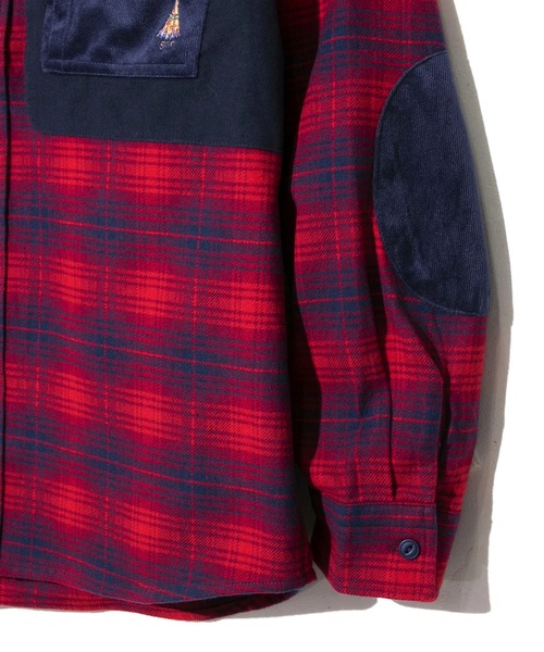 go slow caravan（ゴースローキャラバン）の「ネルチェックエルボーパッチシャツ（シャツ/ブラウス・メンズ・ブルー/レッド/グリーン・MEDIUM/LARGE/X-LARGE）」の9枚目の写真