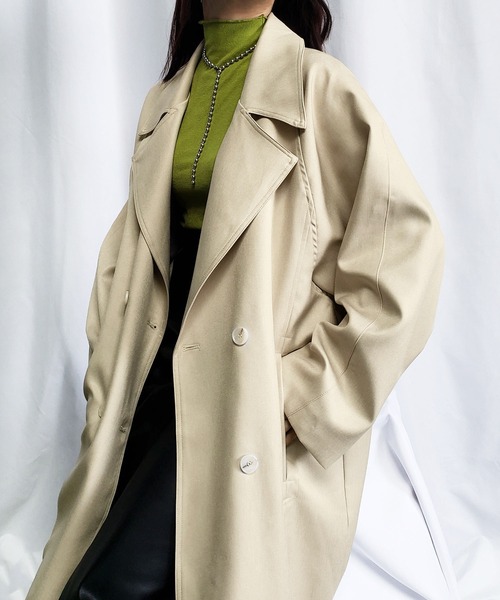 me+em select（ミームセレクト）の「オーバーサイズ　ボリュームスリーブロングトレンチコート（トレンチコート・レディース・ブラック/ベージュ・FREE）」の17枚目の写真