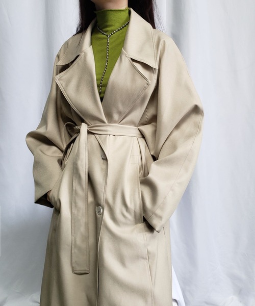 me+em select（ミームセレクト）の「オーバーサイズ　ボリュームスリーブロングトレンチコート（トレンチコート・レディース・ブラック/ベージュ・FREE）」の21枚目の写真