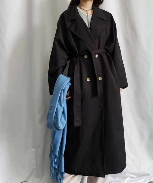 me+em select（ミームセレクト）の「オーバーサイズ　ボリュームスリーブロングトレンチコート（トレンチコート・レディース・ブラック/ベージュ・FREE）」の22枚目の写真