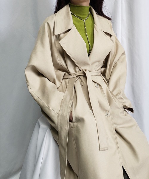 me+em select（ミームセレクト）の「オーバーサイズ　ボリュームスリーブロングトレンチコート（トレンチコート・レディース・ブラック/ベージュ・FREE）」の18枚目の写真