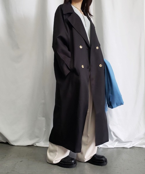 me+em select（ミームセレクト）の「オーバーサイズ　ボリュームスリーブロングトレンチコート（トレンチコート・レディース・ブラック/ベージュ・FREE）」の15枚目の写真