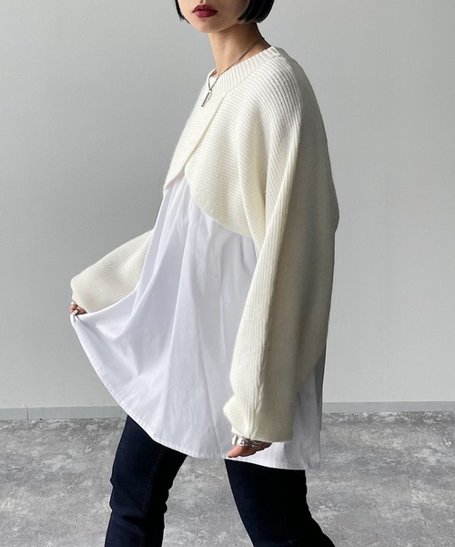 PAGEBOY（ページボーイ）の「レイヤードニットプルオーバー（ニット/セーター・レディース・ブラック/アクア/ホワイト・FREE）」の2枚目の写真