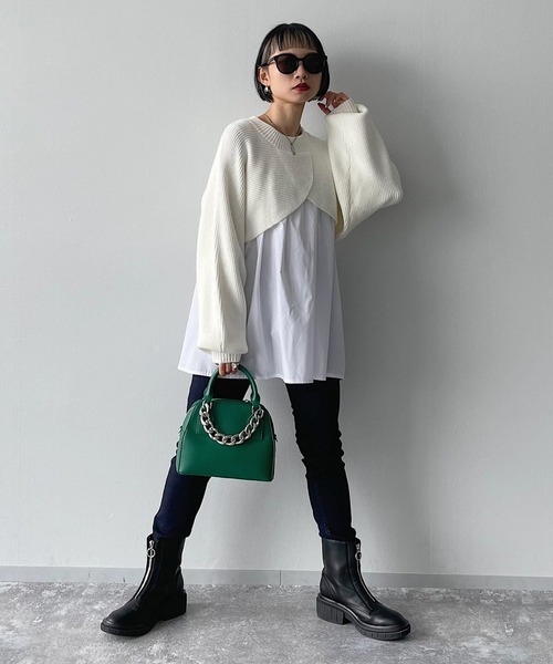 PAGEBOY（ページボーイ）の「レイヤードニットプルオーバー（ニット/セーター・レディース・ブラック/アクア/ホワイト・FREE）」の15枚目の写真