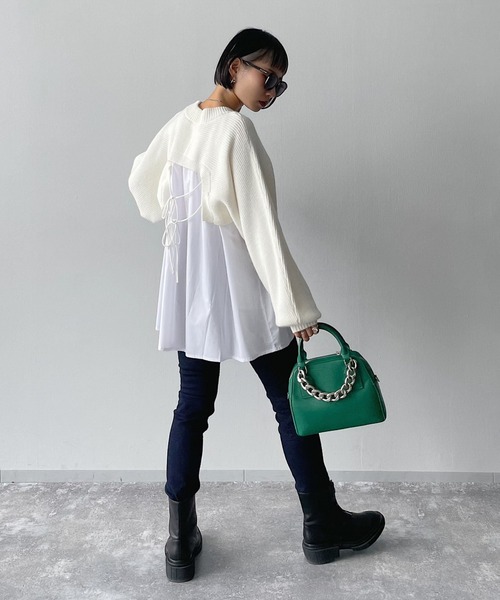 PAGEBOY（ページボーイ）の「レイヤードニットプルオーバー（ニット/セーター・レディース・ブラック/アクア/ホワイト・FREE）」の19枚目の写真