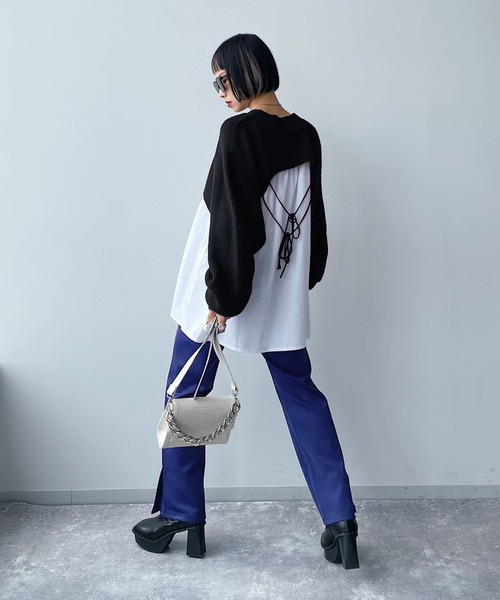 PAGEBOY（ページボーイ）の「レイヤードニットプルオーバー（ニット/セーター・レディース・ブラック/アクア/ホワイト・FREE）」の16枚目の写真