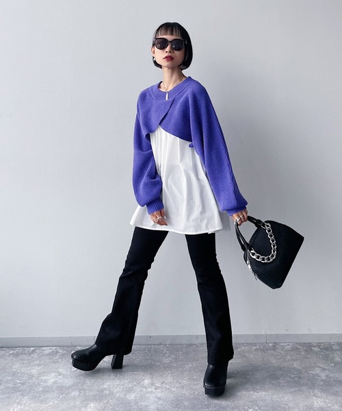 PAGEBOY（ページボーイ）の「レイヤードニットプルオーバー（ニット/セーター・レディース・ブラック/アクア/ホワイト・FREE）」の13枚目の写真