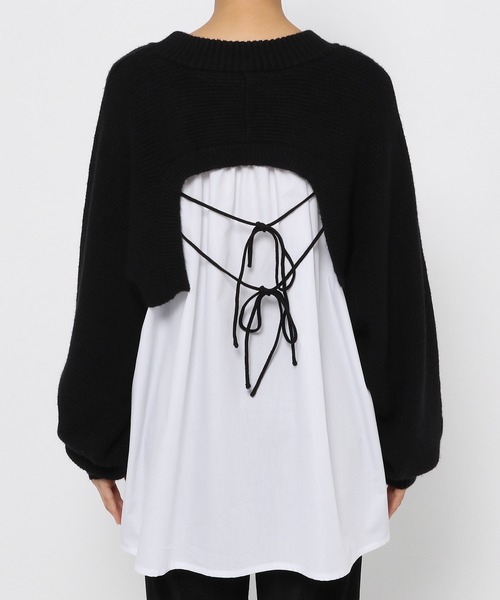 PAGEBOY（ページボーイ）の「レイヤードニットプルオーバー（ニット/セーター・レディース・ブラック/アクア/ホワイト・FREE）」の6枚目の写真