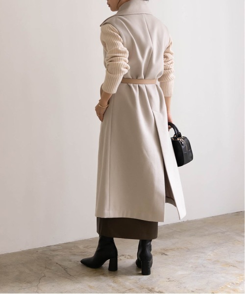 RANDA（ランダ）の「ウールライクノースリーブロングコート（その他アウター・レディース・グレイッシュベージュ/クリーム/グリーン・0/1）」の4枚目の写真