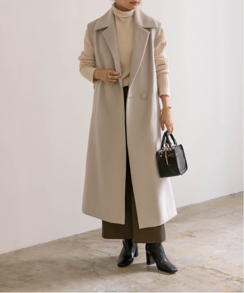 RANDA（ランダ）の「ウールライクノースリーブロングコート（その他アウター・レディース・グレイッシュベージュ/クリーム/グリーン・0/1）」の5枚目の写真