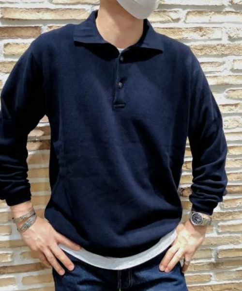 ネイビー ニット ポロシャツ 長袖 長袖ニットシャツ 8409 | WORKWEAR LAB/ワークウエア・ラボ