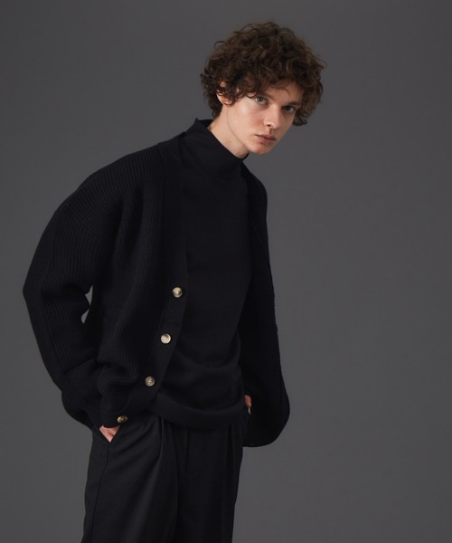 MYSELF ABAHOUSE(マイセルフアバハウス)の「畦編み ルーズ シルエット オーバーサイズ カーディガン(カーディガン/ボレロ・メンズ・ベージュ/イエロー/サックスブルー/ブラック・46/48)」の2枚目の写真