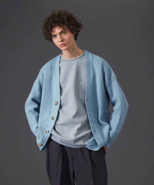 MYSELF ABAHOUSE(マイセルフアバハウス)の「畦編み ルーズ シルエット オーバーサイズ カーディガン(カーディガン/ボレロ・メンズ・ベージュ/イエロー/サックスブルー/ブラック・46/48)」の12枚目の写真