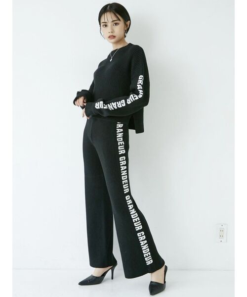 GYDA（ジェイダ）の「【SETUP着用可】GRANDEURジャガード リブニットトップス（ニット/セーター・レディース・ブラック/ブラウン/ベージュ・FREE）」の4枚目の写真