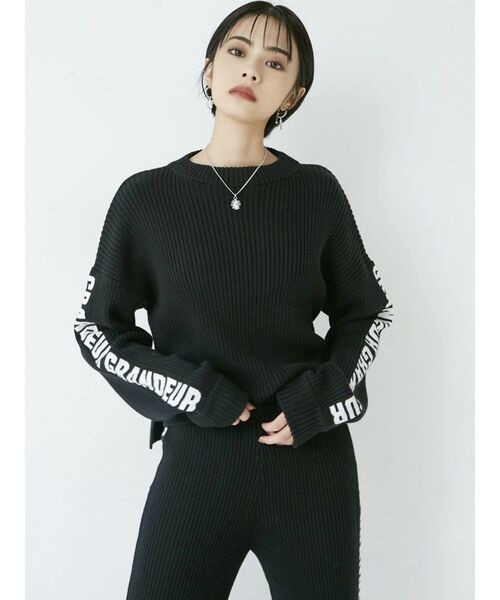 GYDA（ジェイダ）の「【SETUP着用可】GRANDEURジャガード リブニットトップス（ニット/セーター・レディース・ブラック/ブラウン/ベージュ・FREE）」の9枚目の写真
