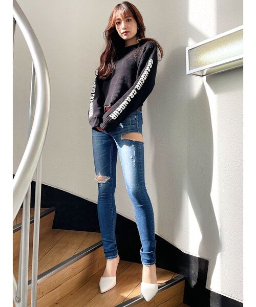 GYDA（ジェイダ）の「【SETUP着用可】GRANDEURジャガード リブニットトップス（ニット/セーター・レディース・ブラック/ブラウン/ベージュ・FREE）」の11枚目の写真