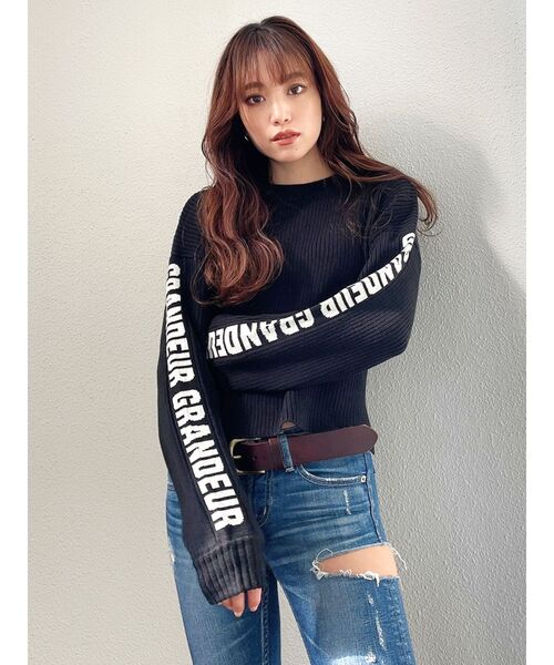 GYDA（ジェイダ）の「【SETUP着用可】GRANDEURジャガード リブニットトップス（ニット/セーター・レディース・ブラック/ブラウン/ベージュ・FREE）」の14枚目の写真
