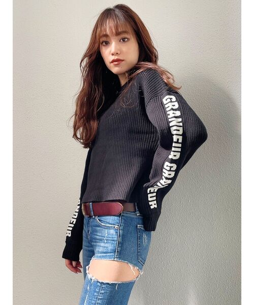 GYDA（ジェイダ）の「【SETUP着用可】GRANDEURジャガード リブニットトップス（ニット/セーター・レディース・ブラック/ブラウン/ベージュ・FREE）」の17枚目の写真
