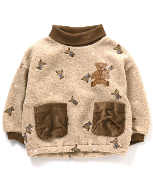 BIT'Z(ビッツ)の「くまモチーフ飛び刺繍ボアトレーナー(スウェット・キッズ・キナリ/ベージュ・90/95/100/80/110/120)」の2枚目の写真