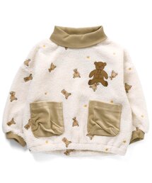 くまモチーフ飛び刺繍ボアトレーナー