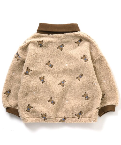 セール】くまモチーフ飛び刺繍ボアトレーナー（スウェット
