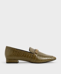 CHARLES & KEITH（チャールズ & キース）の「クロックエフェクト メタリックアクセントペニーローファー / Croc-Effect Metallic Accent Penny Loafers（ローファー）」