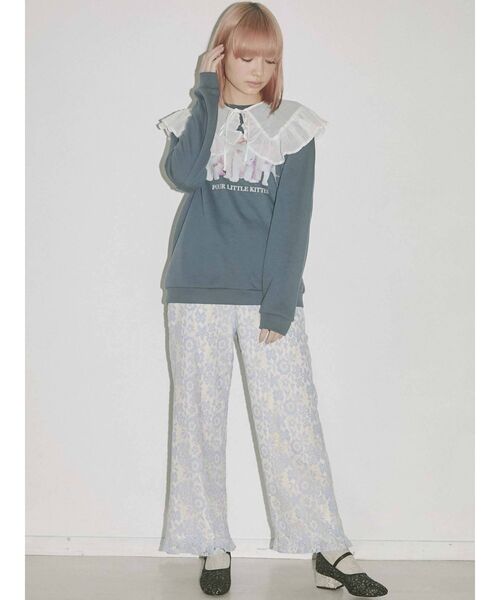 merry jenny（メリージェニー）の「シアーガーゼbigカラー（付け襟・レディース・オフホワイト/チャコールグレー・FREE）」の12枚目の写真