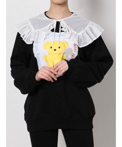 merry jenny（メリージェニー）の「シアーガーゼbigカラー（付け襟・レディース・オフホワイト/チャコールグレー・FREE）」の7枚目の写真