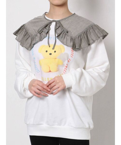 merry jenny（メリージェニー）の「シアーガーゼbigカラー（付け襟・レディース・オフホワイト/チャコールグレー・FREE）」の17枚目の写真