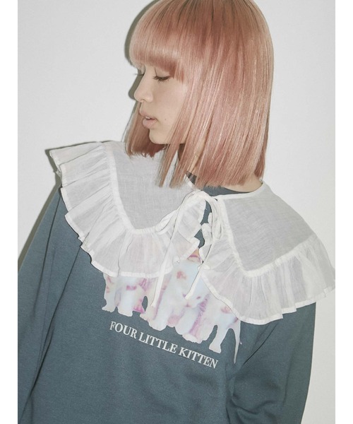 merry jenny（メリージェニー）の「シアーガーゼbigカラー（付け襟・レディース・オフホワイト/チャコールグレー・FREE）」の18枚目の写真