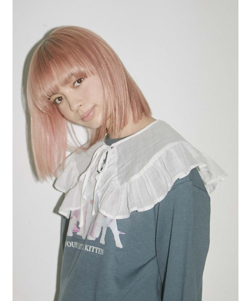 merry jenny（メリージェニー）の「シアーガーゼbigカラー（付け襟・レディース・オフホワイト/チャコールグレー・FREE）」の3枚目の写真