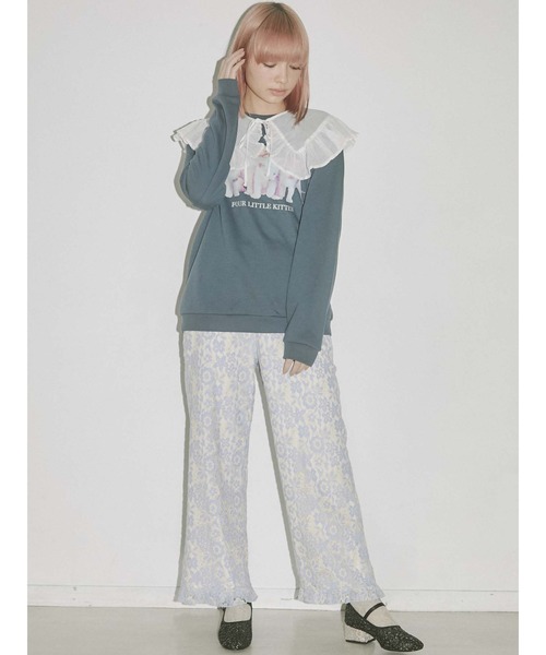 merry jenny（メリージェニー）の「シアーガーゼbigカラー（付け襟・レディース・オフホワイト/チャコールグレー・FREE）」の13枚目の写真