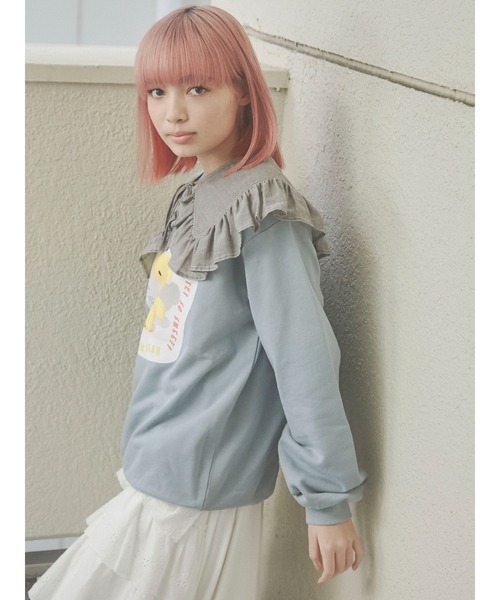 merry jenny（メリージェニー）の「シアーガーゼbigカラー（付け襟・レディース・オフホワイト/チャコールグレー・FREE）」の19枚目の写真