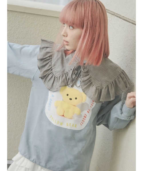 merry jenny（メリージェニー）の「シアーガーゼbigカラー（付け襟・レディース・オフホワイト/チャコールグレー・FREE）」の9枚目の写真